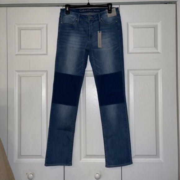 Women’s Calvin Klein Jeans Denim 2 tone Medium Wash Straight Fit Sz 26 W28/L32 - Picture 1 of 10